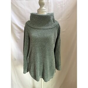 Soft Surroundings Sweater Womens Size M Sage Cowl Neck Relaxed Knit Chenille Top